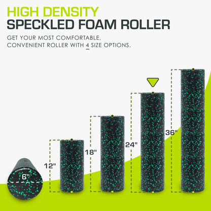 High Density Speckled Black Foam Roller for Myofascial Release, Trigger Point Massage, and Muscle Therapy