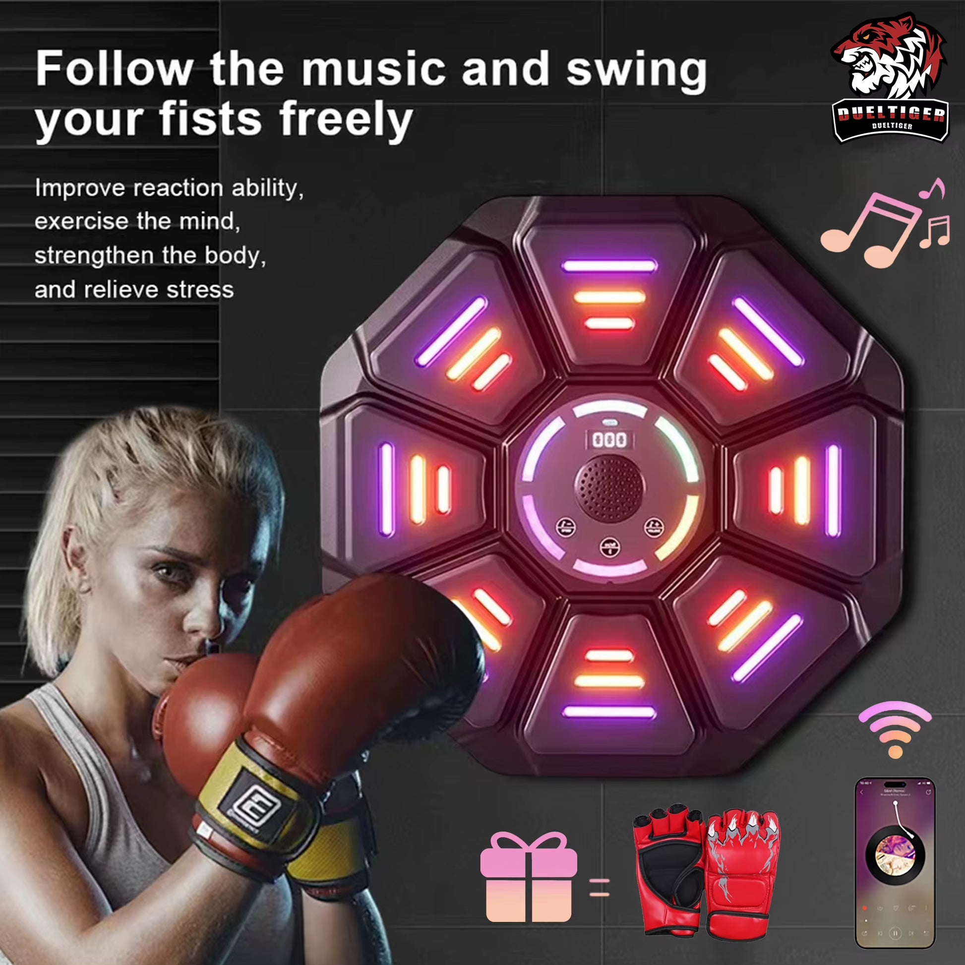 New Smart Music Boxing Machine Bluetooth Wall Mounted Music Boxing Trainer Gym Home Electronic Boxing Target Punching Equipment